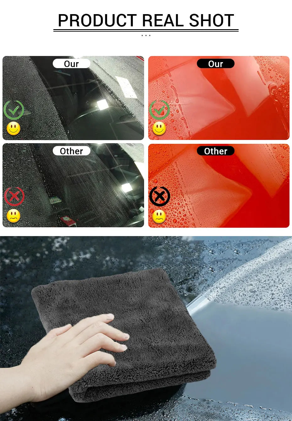 SEAMETAL 40X40cm Microfiber Towels Car Care Washing Thicken Towel Car Detailing Drying Cloth Cleaning Tool Auto Wash Accessories