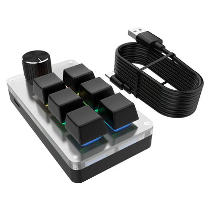 6 Keys 1 Knob RGB Programming Macro Gaming Knob Keypads Mini Custom Programming Keyboard USB Mechanical Keyboard for Photoshop