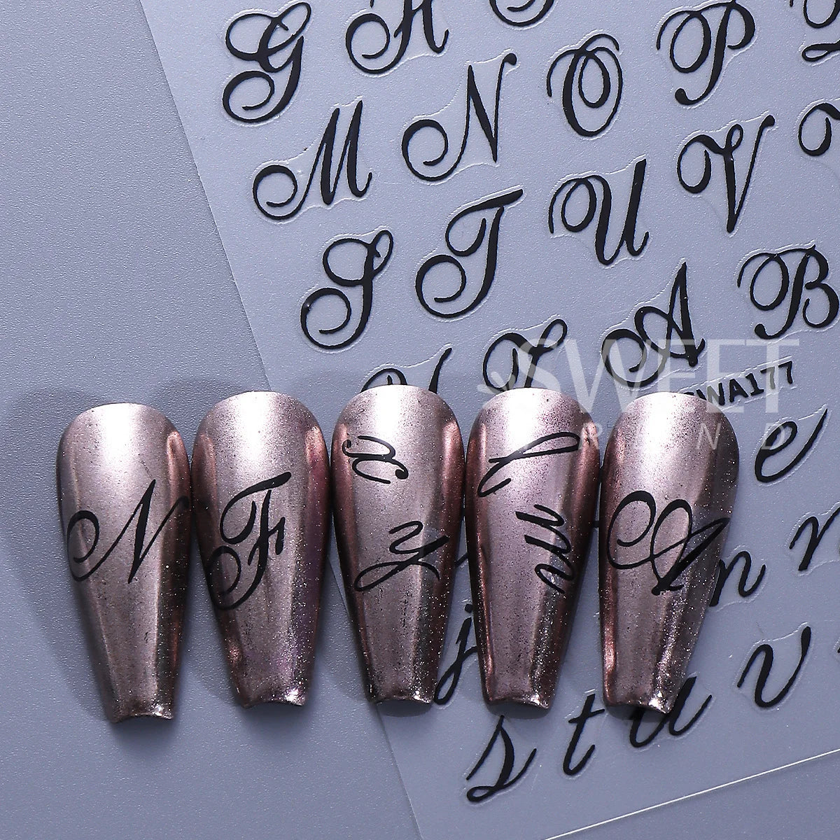 6pcs Gothic Letter Nail Decal English Alphabet Roman Word Design Foils Wraps 3D Fashion Y2K Design Decor Stickers Manicure Tips