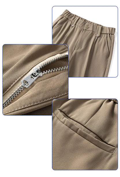 Spring Summer Smooth Casual Pants Men Business Elastic Waist Black Grey Khaki Suit Trousers Male Work Office Plus Size S-5XL