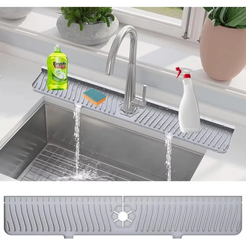Silicone Tap Mat,Sink Splash Guard,Kitchen Tap Silicone Drain Mat, Silicone Tap Handle Drip Catcher Tray, Tap Mat for Kitchen