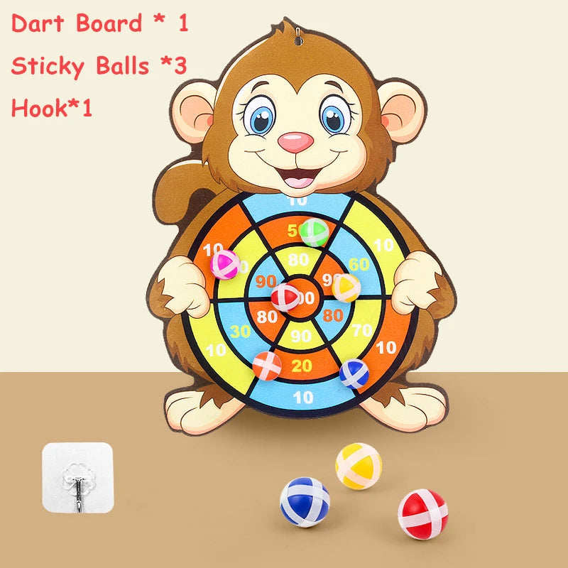 Animals Dart Board Games for Kids Montessori Target Sports Game Toys with 2 Sticky Balls Educational Games for Children Boy Girl