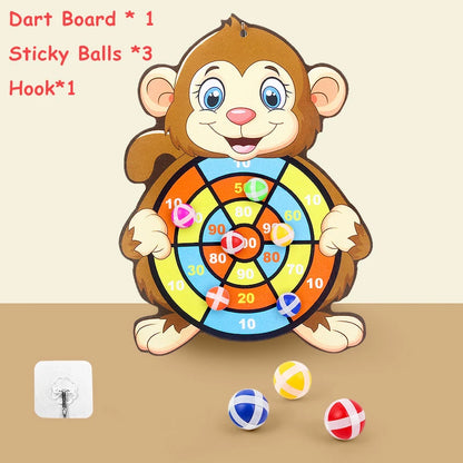 Animals Dart Board Games for Kids Montessori Target Sports Game Toys with 2 Sticky Balls Educational Games for Children Boy Girl