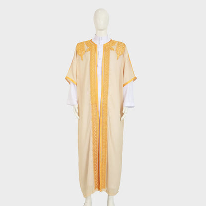 Eid Men Robe Jubba Thobe Open Abaya Dishdasha Islamic Embroidery Cardigan Abayas Dubai Male Muslim Prayer Kaftan Ramadan Morocco