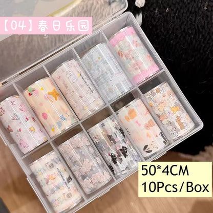 10Rolls Plaid Thousand-Bird Bow  Stars Nail Foils Transfer Paper  Nail Art Stickers  Manicure Set Decal  Nails Decoration