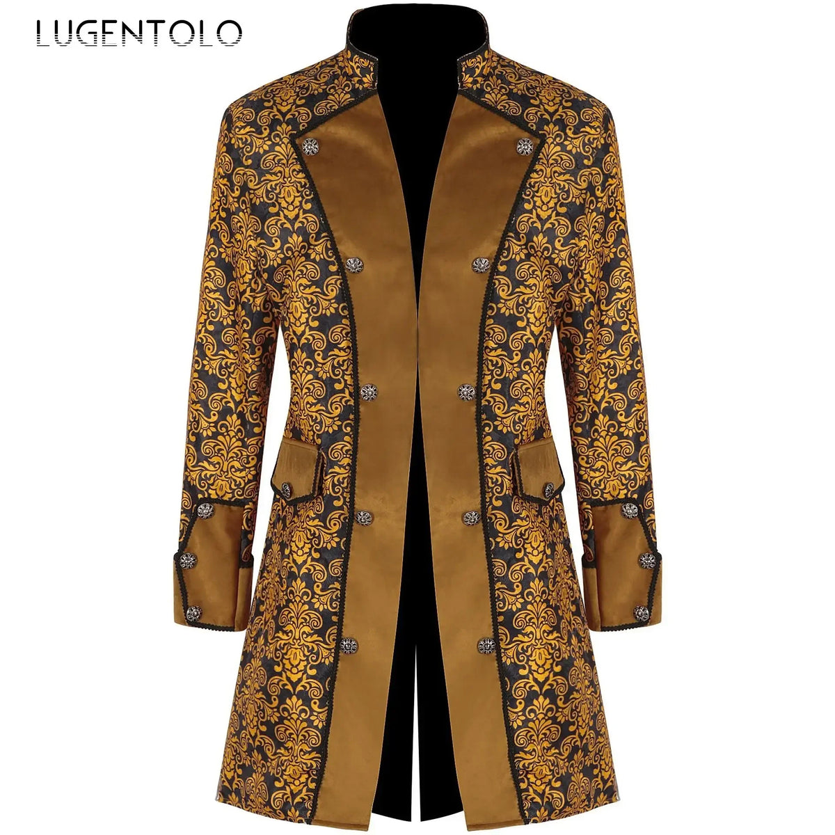 Men Steampunk Coat Tuxedo Medieval Costume Jacket Halloween Retro Renaissance Victorian Party Male Stand Collar Fashion Tailcoat