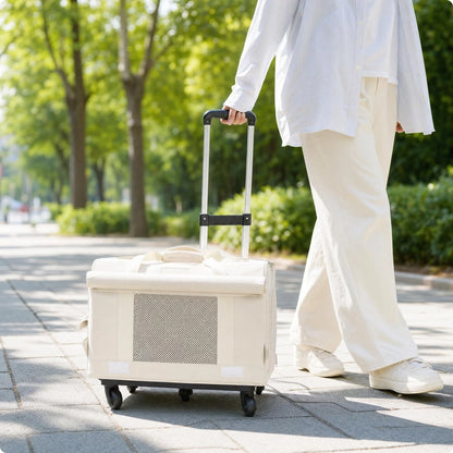 Pet Carrier with Telescopic Handle Soft-Sided Pet Carrier Trolley Travel Bag Portable Long-Lasting for Cats, Outings