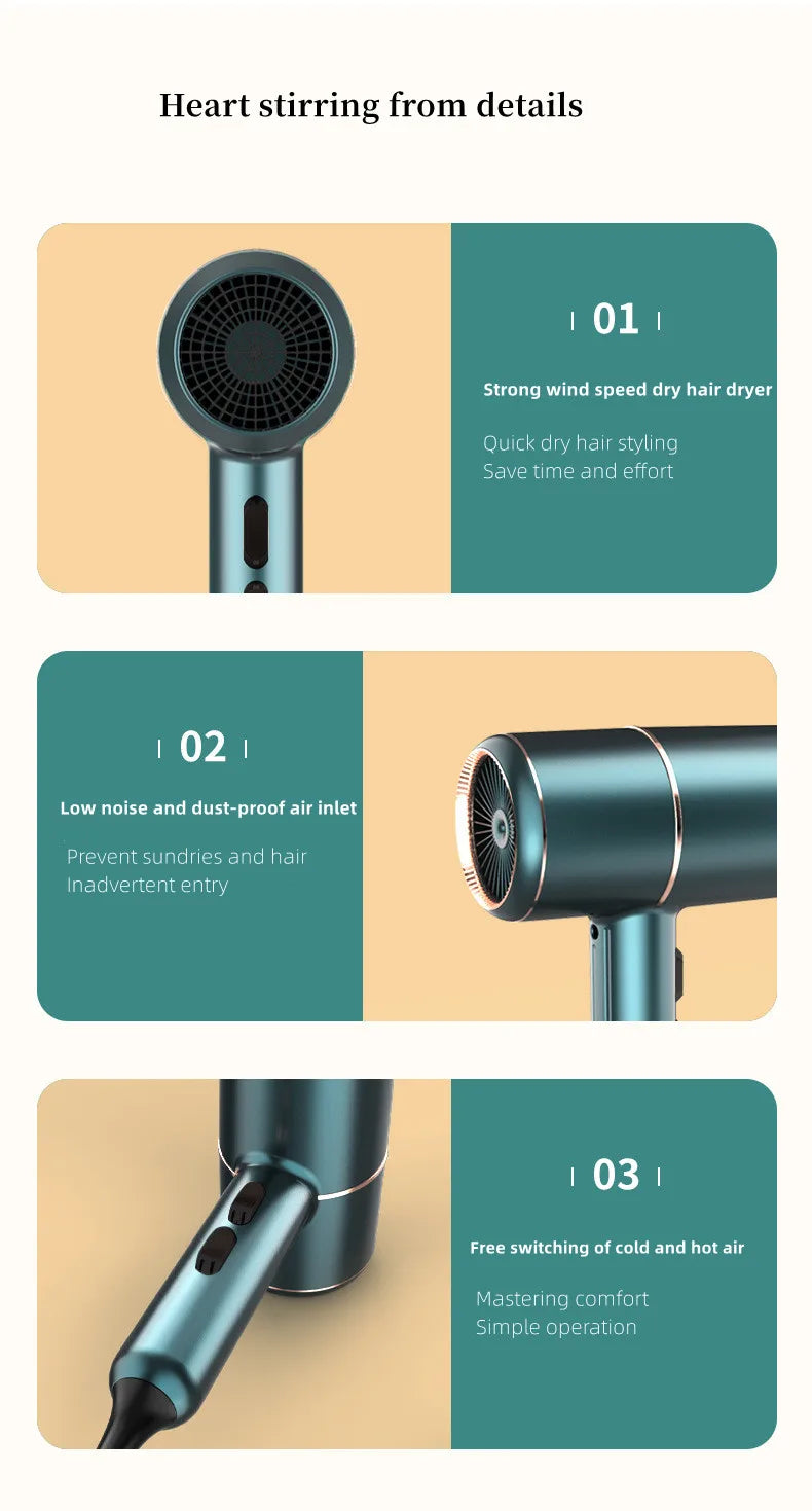 Hot Selling Professional Hair Dryer Negative Ion High Power Blue Light Foldable Electric Hair Dryer Salon Hair Tools Home