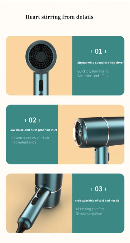 Hot Selling Professional Hair Dryer Negative Ion High Power Blue Light Foldable Electric Hair Dryer Salon Hair Tools Home