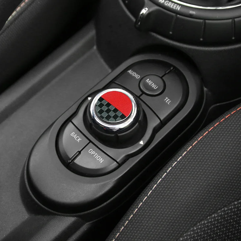 Central Control Volume Multimedia Button Knob Sticker for MINI Cooper F55 F56 F57 F60 Countryman Leather Car Interior Styling