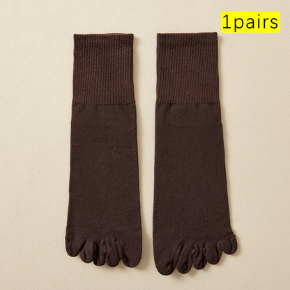 Hot Sale Men's Cotton Toe Socks Moisture-Wicking Odor Control Seamless Toe Design Long Crew Socks for Sports Daily Wear