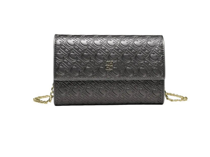 CH Women Crossbody Bag Splicing Letter Print Metal Chain Shoulder Purse PU Leather Flap Small Ladies Evening Clutch Handbag Gift
