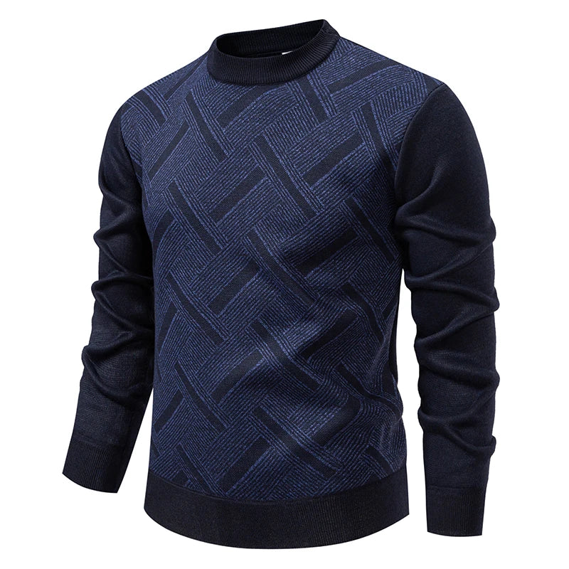 New Sweater Men Casual Knitted Pullover Solid Color Warm Regular Fit Round Neck Sweater Pullovers Mens Sweatwear
