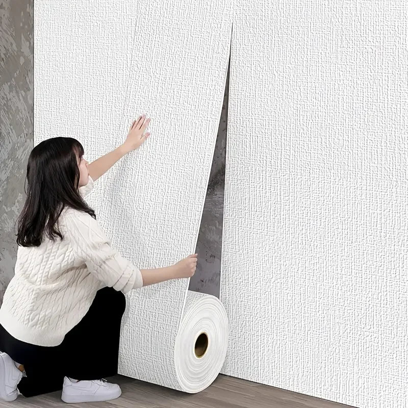 Self-Adhesive 3D Linen Foam Wall Sticker PVC Moisture-proof Wallpaper for Living Room Bedroom Bathroom Dormitory Home Decoration