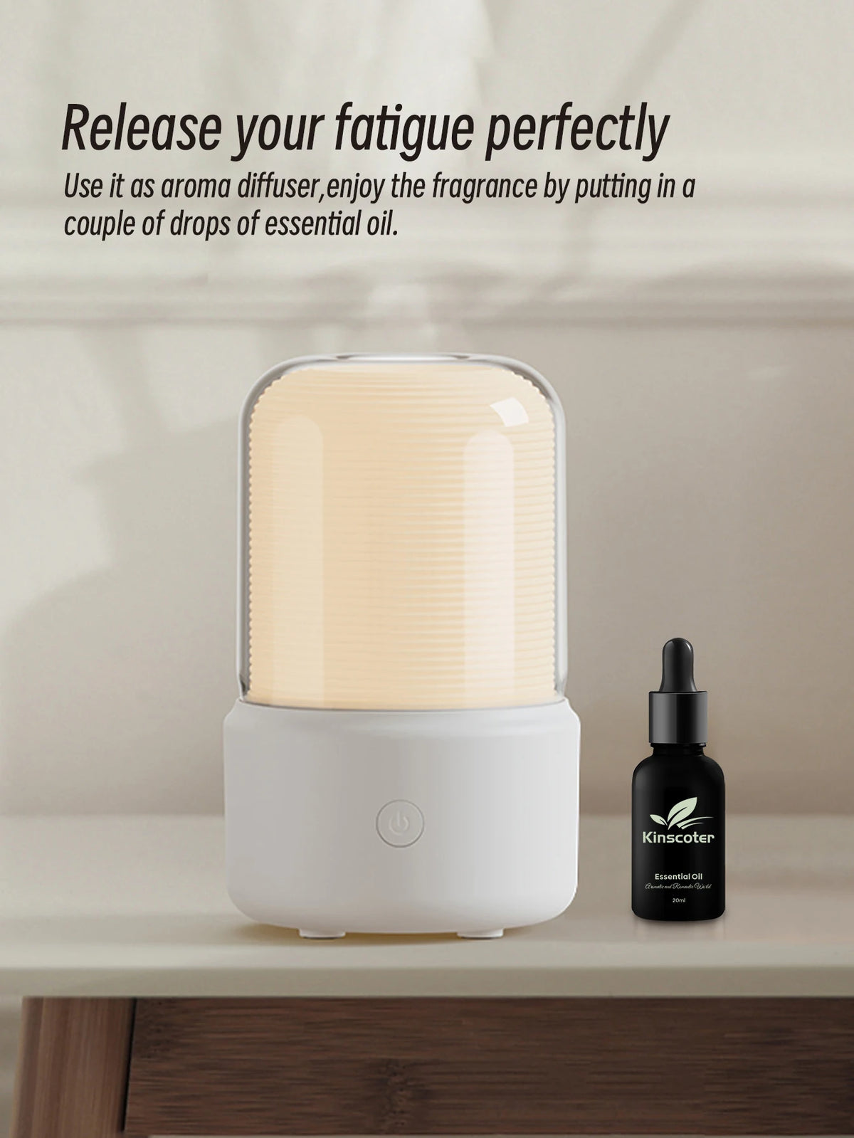 KINSCOTER Mini Aromatherapy Diffuser USB Air Humidifier Essential Oil Night Light Cold Mist Maker Sprayer for Home Bedroom