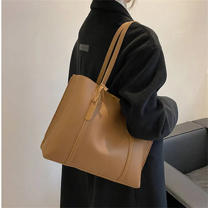 Large Capacity Women's Bag, New Soft Leather Tote Bag, Casual and Versatile Single Shoulder Bags for Woman Korean Style Handbags