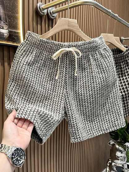 Houndstooth Casual Plaid Shorts Men Sport Loose Wide leg Gym Running Shorts  Beach Baggy Board Cargo Shorts Male