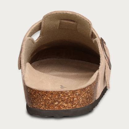 Shevalues Men's Suede Clogs Soft Leather Mules Men New Summer Men Cork Sandals Comfort Slip On Unisex Clogs With Arch Support