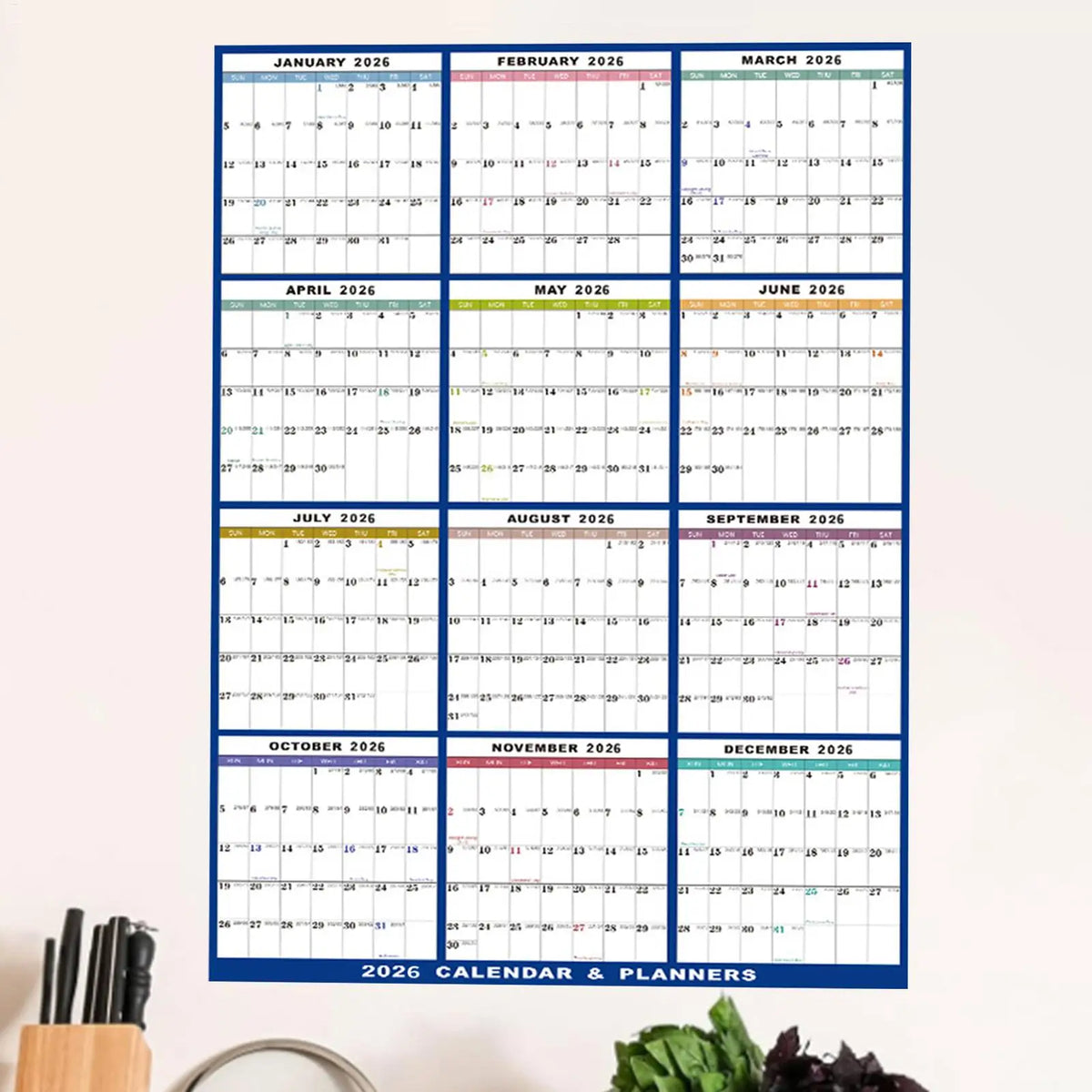 Large Dry Erase Calendar for Wall 2026 Wall Calendar 12 Month  22.83X34.56 Inch Yearly Schedule Organizer for Indoor Home Fridge