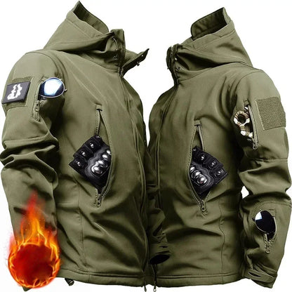 New Men's Winter Jacket Tactical  Sets Fleeced Sharkskin Windproof Waterproof Padding Suits Paintball Uniform Pockets Camo