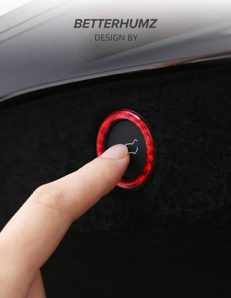 For Tesla 2019- Model 3 Highland 2024 Model Y Juniper Carbon Fiber Rear Trunk Switch Prompt Circle Trim Sticker Car Accessories