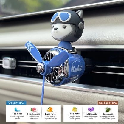 Rotating propeller pilot bear dog car air fresheners accessories decorations fun vent clip perfume diffuser aroma fragrance men