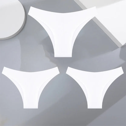 3Pcs Ultra-thin Seamless Silk Underwear Women's Panties Sexy Low-Waist Stretch Bikini Solid Color Briefs Lingerie XS-XXL Fashion