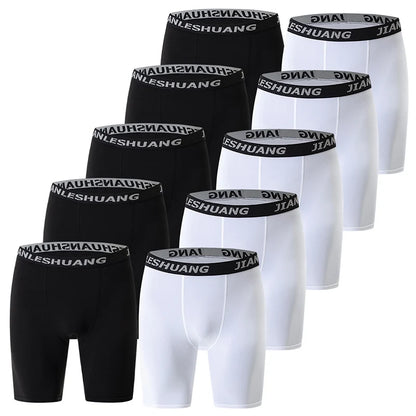 1/5 Pcs Men's Black And White Classic Cycling Long Underwear Multi-size Running Fitness Comprehensive Training Shorts Teenagers