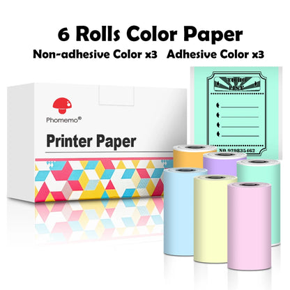 Phomemo Self-adhesive Sticker Paper for T02/M02X Portable Printer Thermam Paper Label Sticky DIY Photo Text Study Notes Printing