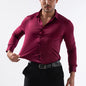 High Elastic Seamless Shirts Men Long Sleeve Muscle Sports Shirt European Size No Ironing Business Professional Workwear Causal