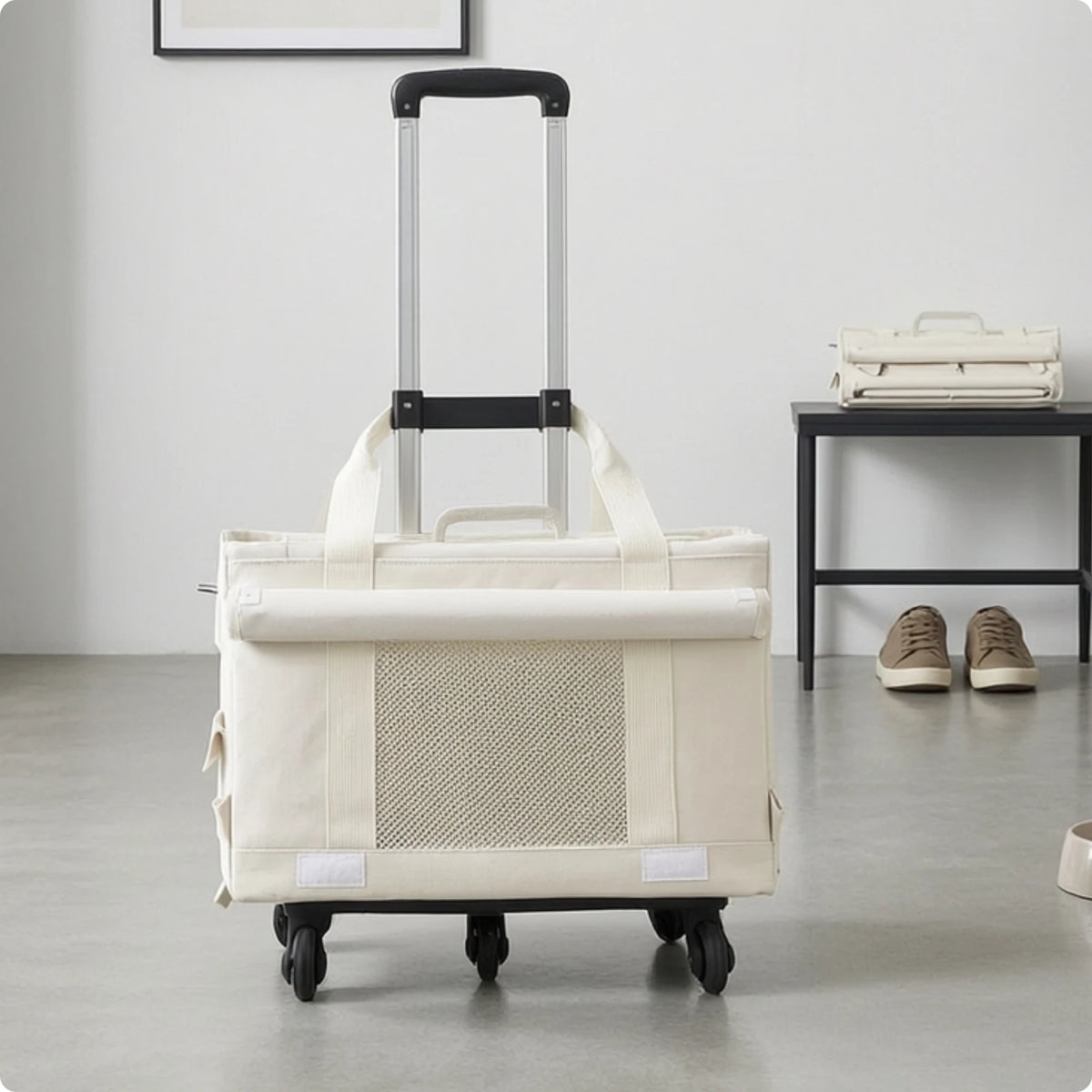 Pet Carrier with Telescopic Handle Soft-Sided Pet Carrier Trolley Travel Bag Portable Long-Lasting for Cats, Outings