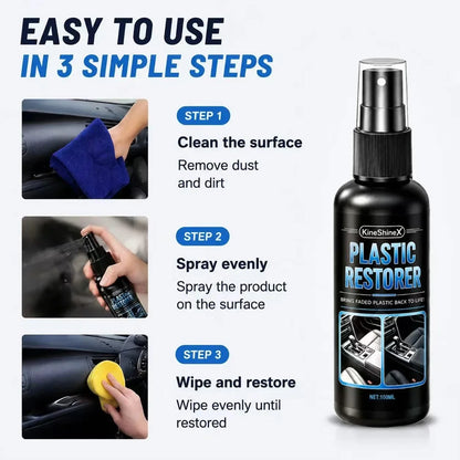 Professional Car Plastic Restorer Spray Refreshes Shine for Dashboard Door Trim Seats 100ml