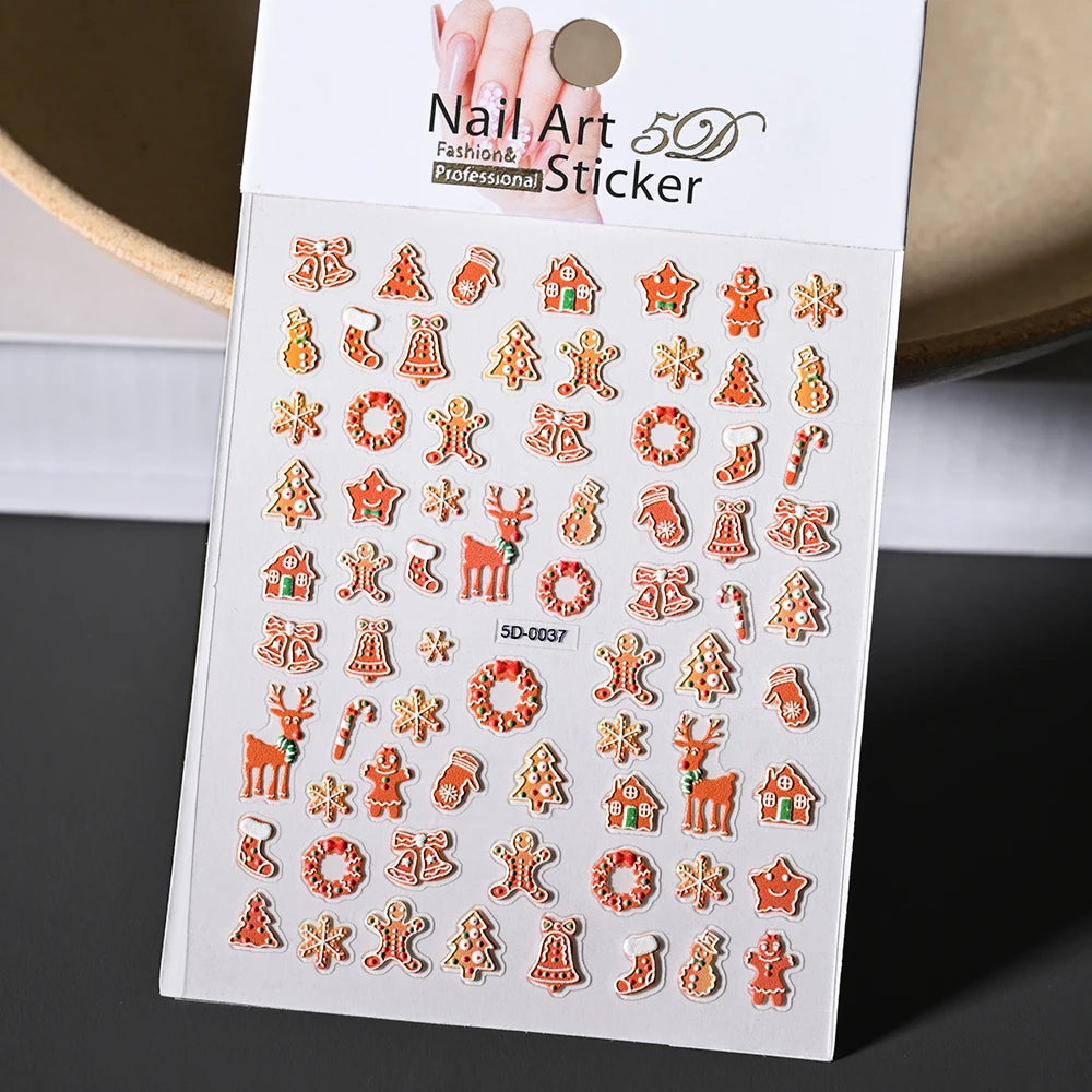 Winter Christmas Atmosphere Nail Stickers Snowman Snowflake Wapiti Self-adhesive High Quality Cute Nail Stickers Nail Art Deco