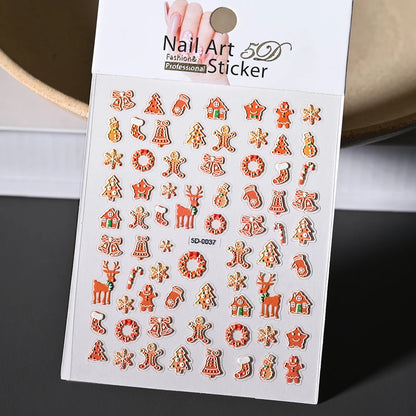 Winter Christmas Atmosphere Nail Stickers Snowman Snowflake Wapiti Self-adhesive High Quality Cute Nail Stickers Nail Art Deco