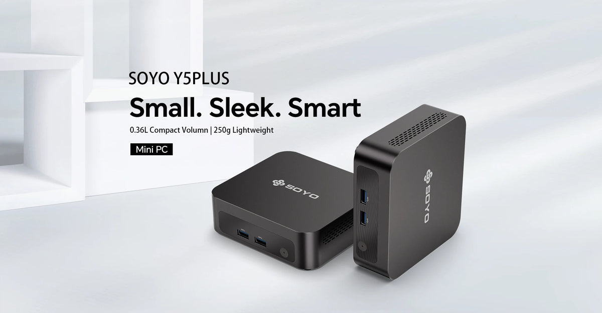 SOYO Y5 Plus Mini PC Intel Core i7 4th Gen CPU with Windows 11 Pro, 8GB RAM, 128GB M.2 SSD, Supports Dual 4K Displays via USB-C, Ideal for Office and Business