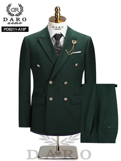 DAROuomo 2026 Men's Slim Fit Formal Business Suit 2Pcs Set - DR8211 (Jacket + Pants) for Work Wear