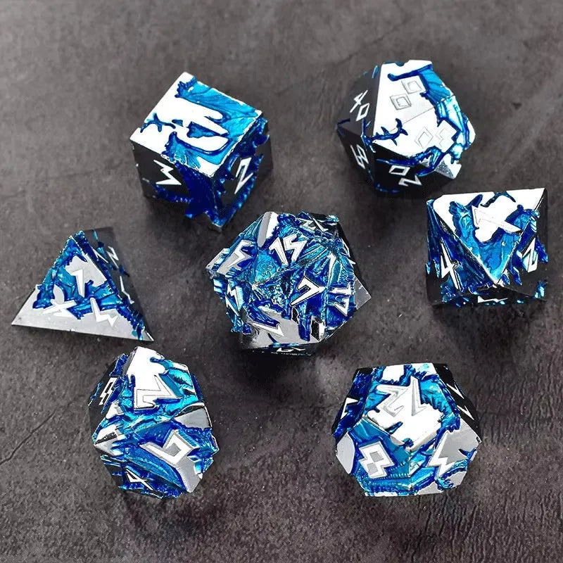 D&D Dice 7 Die Metal DND Dice Set, Weighted Metallic for Dungeons and Dragons Dice Set, Polyhedral D and D Dice Roleplaying Cube