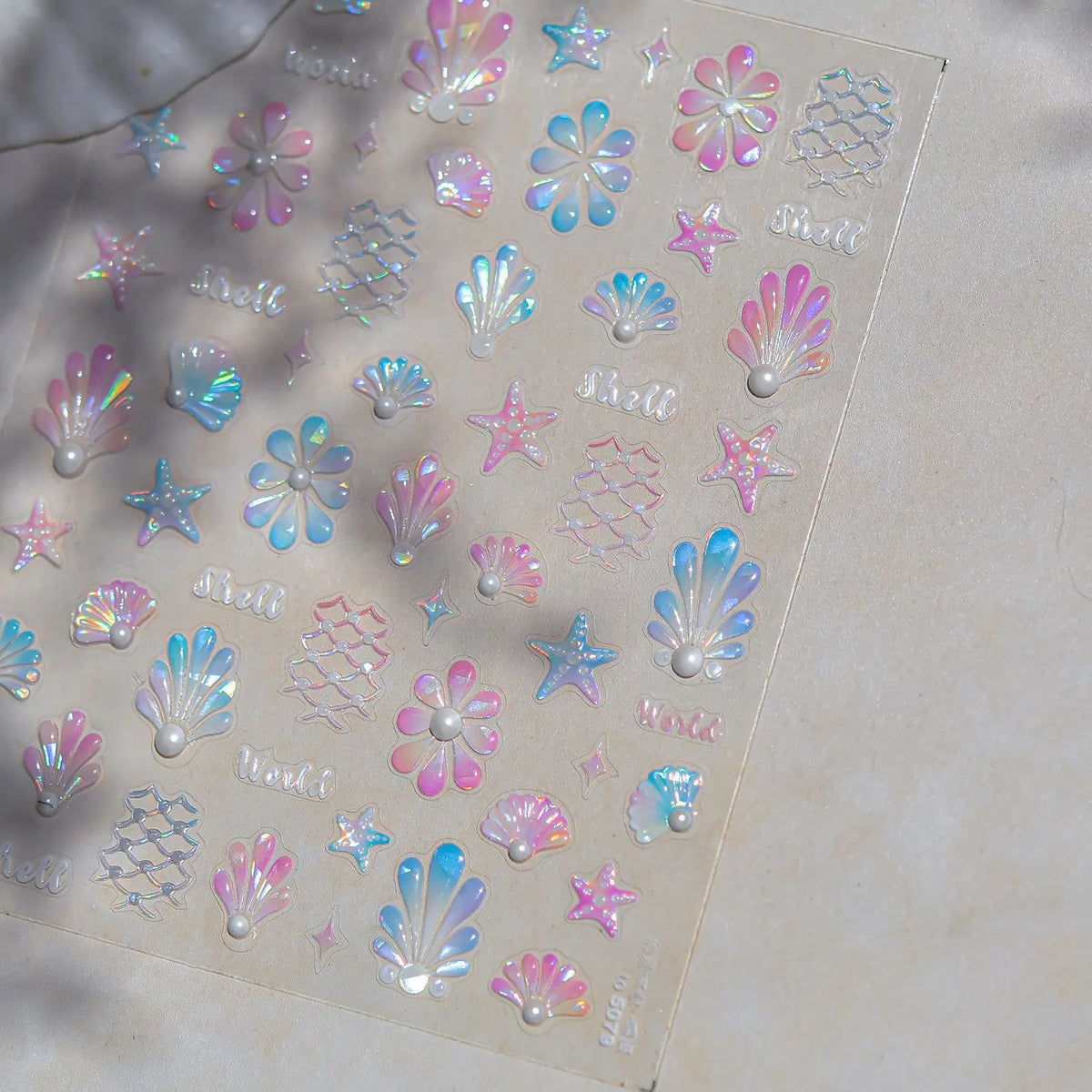 5D Nail Stickers Summer Beach Shell Crystal Diamond Self Adhesive Nail Art Stickers DIY Cute Ocean World Nail Decorations Parts
