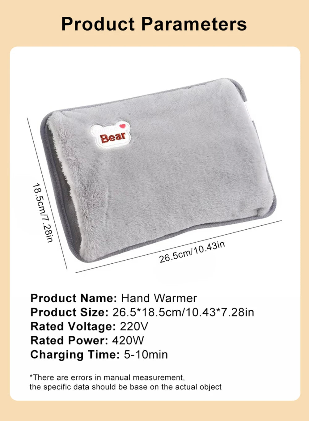Hand Warmer Electric Hand Heater Portable Hand Heating Warmer Rechargeable Electric Hot Water Bag Heated Gloves Warm Hand Pocket