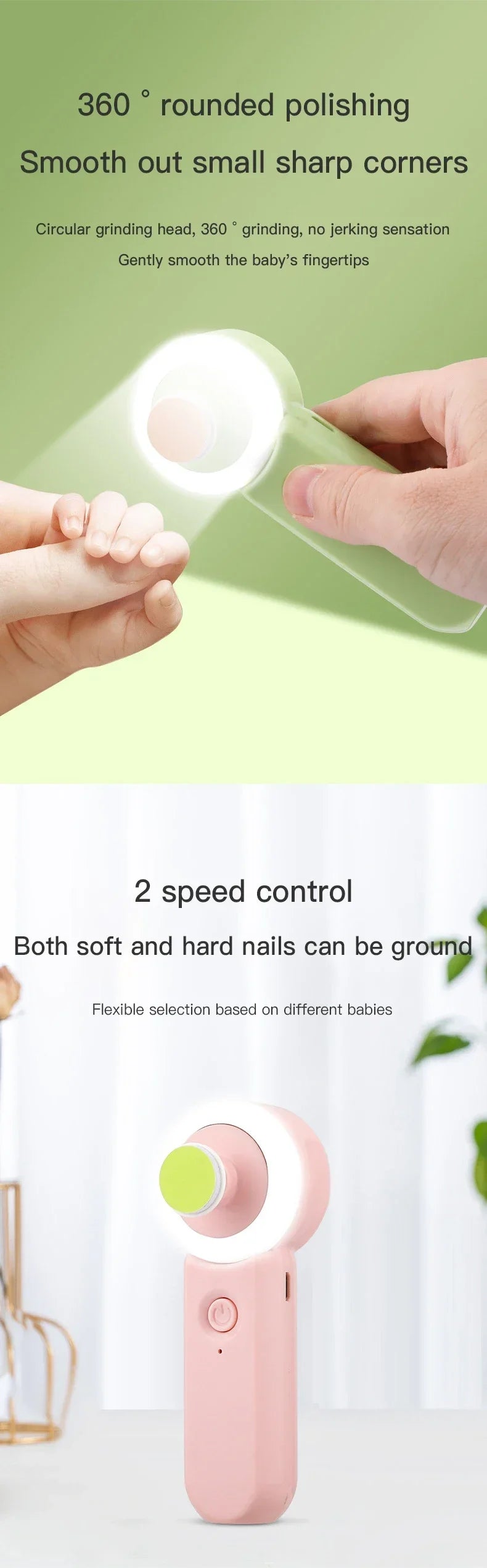 Luminous Rechargeable Newborn Electric Nail Clipper Baby Anti-clamping Scissors Baby Nail Scissors Set Baby Nail Grinder