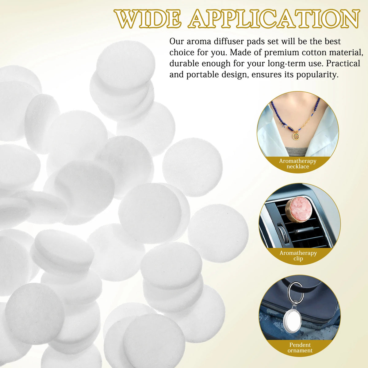 50pcs Perfume Diffuser Cotton Pads Refill Pads for Essential Oil Necklace Aroma Pendant Car Air Freshener Interior Accessories