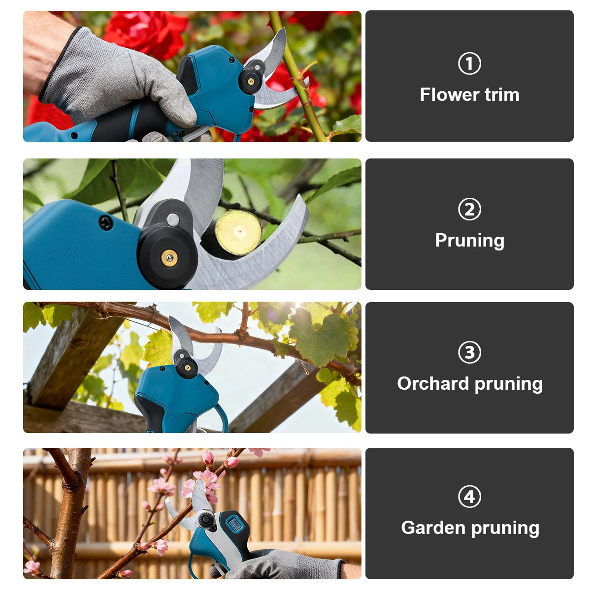 Gisam 1000W 40mm Electric Pruning Shears Brushless Cordless Pruner Shear Garden Tree Branches Cutter For Makita 18V Battery Pins