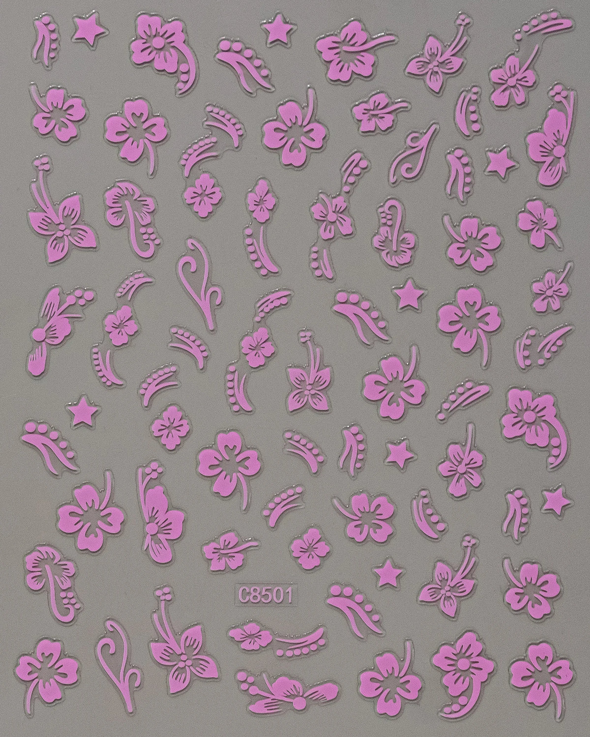 5D Hibiscus Flower Nail Embossed Sticker Acrylic Pink White Gold Petal Leaf Adhesive Decal Butterfly Dragon Floral Elegant Decor