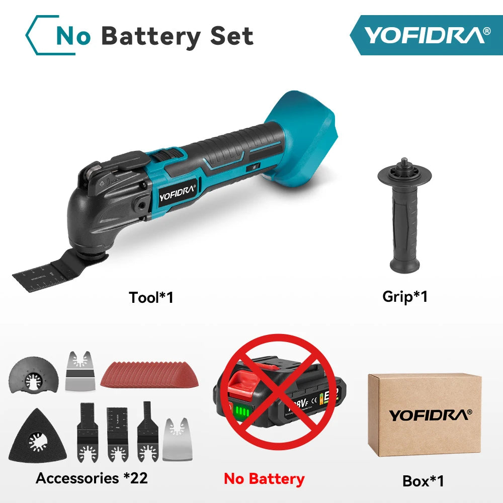 YOFIDRA 6 Gears Electric Saw Oscillating Multi Function Tool Cordless Trimmer Shovel Woodworking Cutting Machine For Makita 18-21V Battery Pin