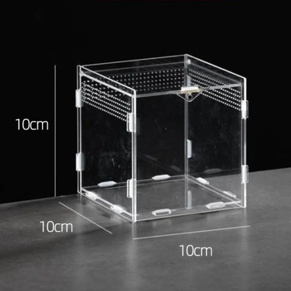 Durable Acrylic Reptile Habitat Anti-Escape Multiple Size Spider Feeding Case Clear Arboreal Lizard Breeding Box for Chameleon