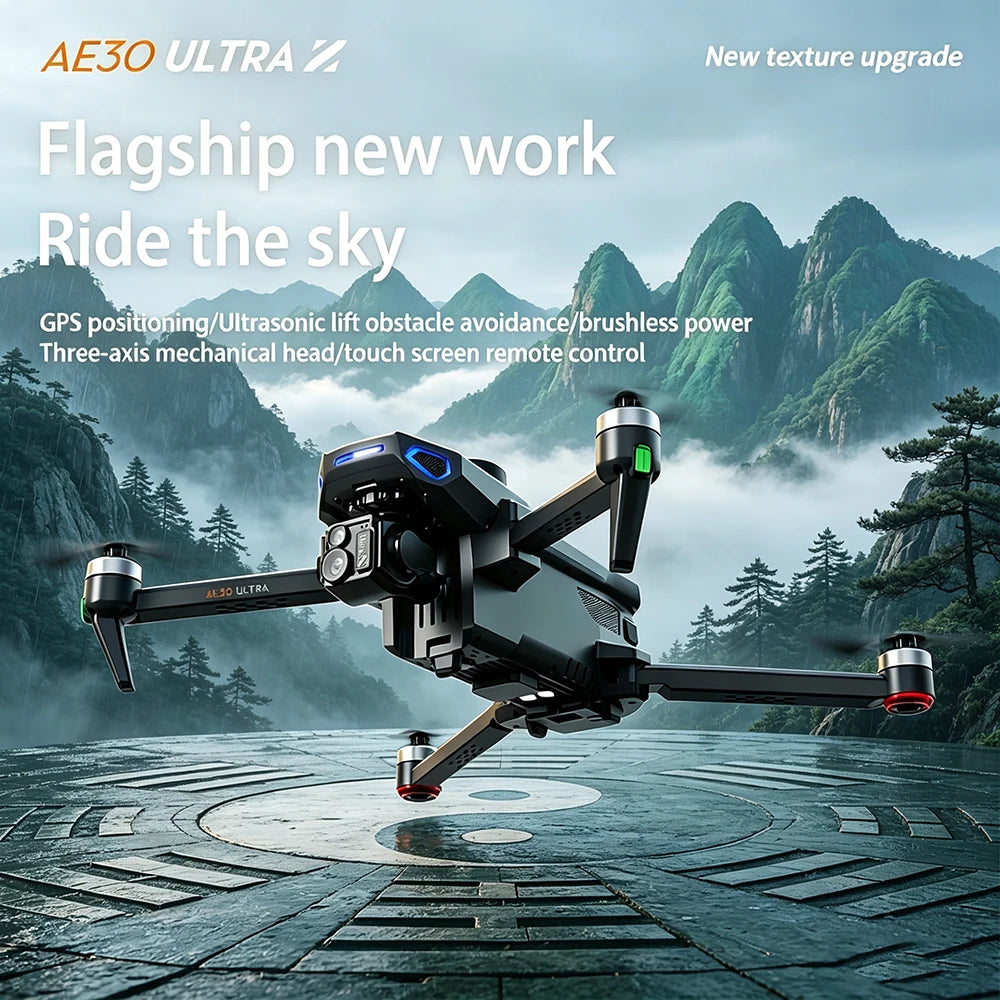 AE30 Ultra Profesional Brushles GPS Drone 4K HD Camera 3-Axis Gimbal Airdrop RC Quadcopter 5.5inch Screen Control Fishing Dron