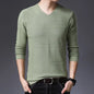 Autumn Winter New Men V-neck Pullover Sweaters Plaid Casual Korean Clothing Tees Fashion Slim Long Sleeve Bottoming Knitted Tops