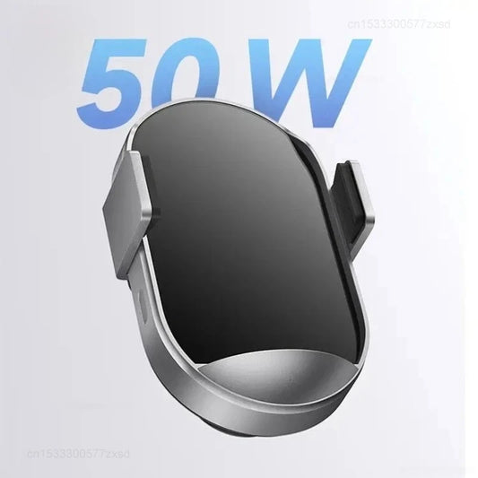 50W Wireless Car Charger Set Smart Fast Quick Charging Support Power-Off and Inductive Expansion Phone Holder Auto Parts