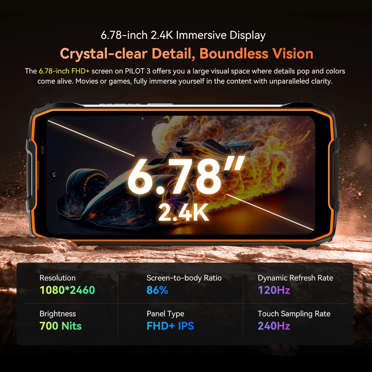 Blackview OSCAL PILOT 3 5G Mobile Phones AI Rugged Smartphone MTK 6300, 6.78' 2.4K Display 120Hz, 12GB 256GB, 7500mAh Phones