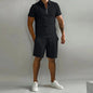 Cross border Amazon Men's Set 2025 Autumn New Men's Polo Casual Loose Short sleeved Shorts Sports Set